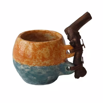 سرویس چای خوری سرامیکی 5 پارچه طرح آب و خاک مدل دستساز کد 1100