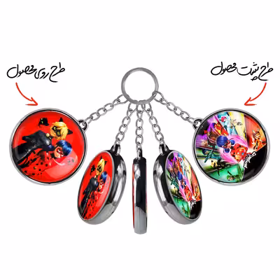 جاکلیدی خندالو طرح دختر کفشدوزکی و پسر گربه ای مدل دوطرفه کد 34423443