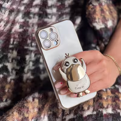 کاور مدل CUTE DUCK مناسب برای گوشی موبایل اپل iphone 14 pro به همراه پایه نگهدارنده