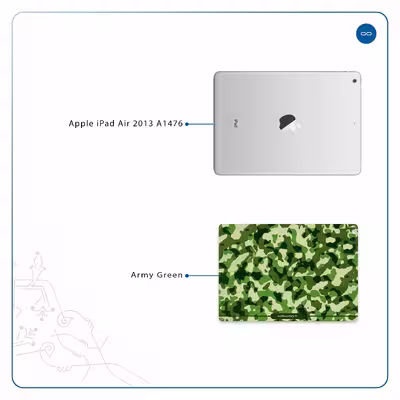 برچسب پوششی ماهوت مدل Army-Green-2 مناسب برای تبلت اپل iPad Air 2013 A1476