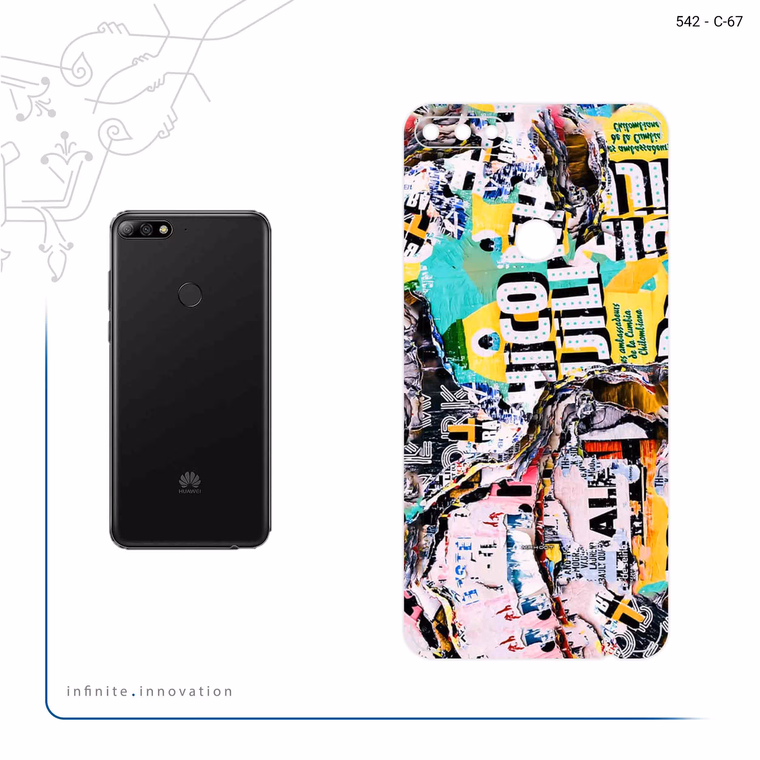 برچسب پوششی ماهوت مدل Collage of Teared Paper مناسب برای گوشی موبایل هوآوی Y7 Prime 2018