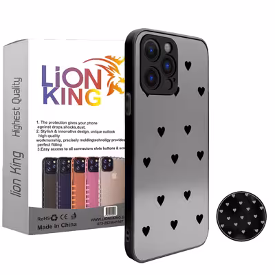  کاور لاین کینگ مدل Ayeneh ghalb meshki مناسب برای گوشی موبایل اپل iPhone 11 Pro max به همراه پایه نگهدارنده