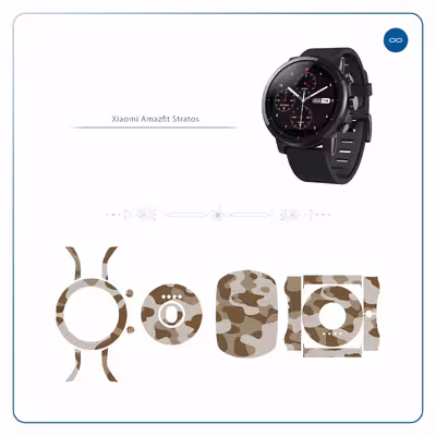 برچسب ماهوت طرح Army Desert مناسب برای ساعت هوشمند شیایومی Amazfit Stratos
