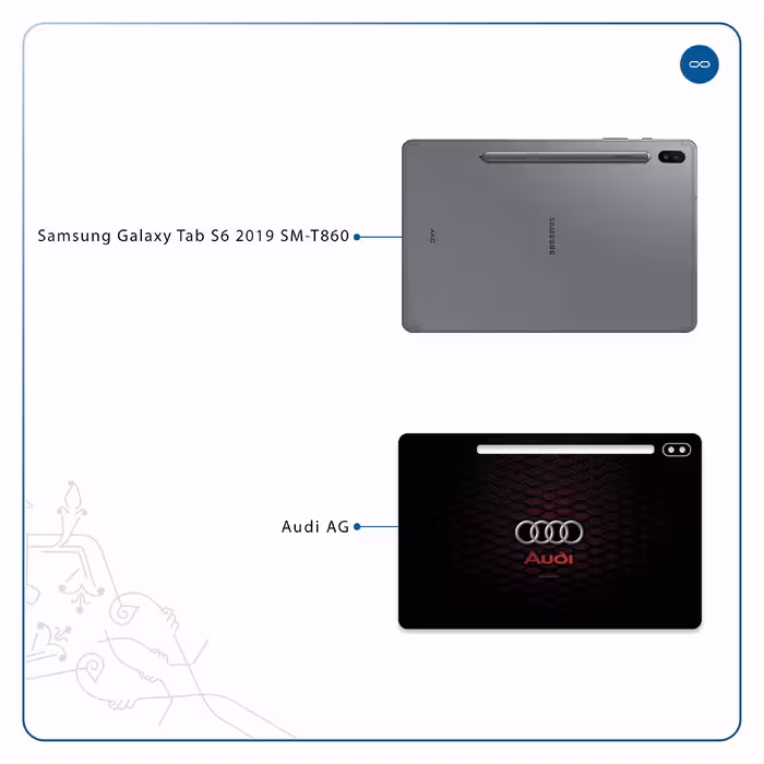 برچسب پوششی ماهوت مدل Audi AG مناسب برای تبلت سامسونگ Galaxy Tab S6 2019 SM-T860