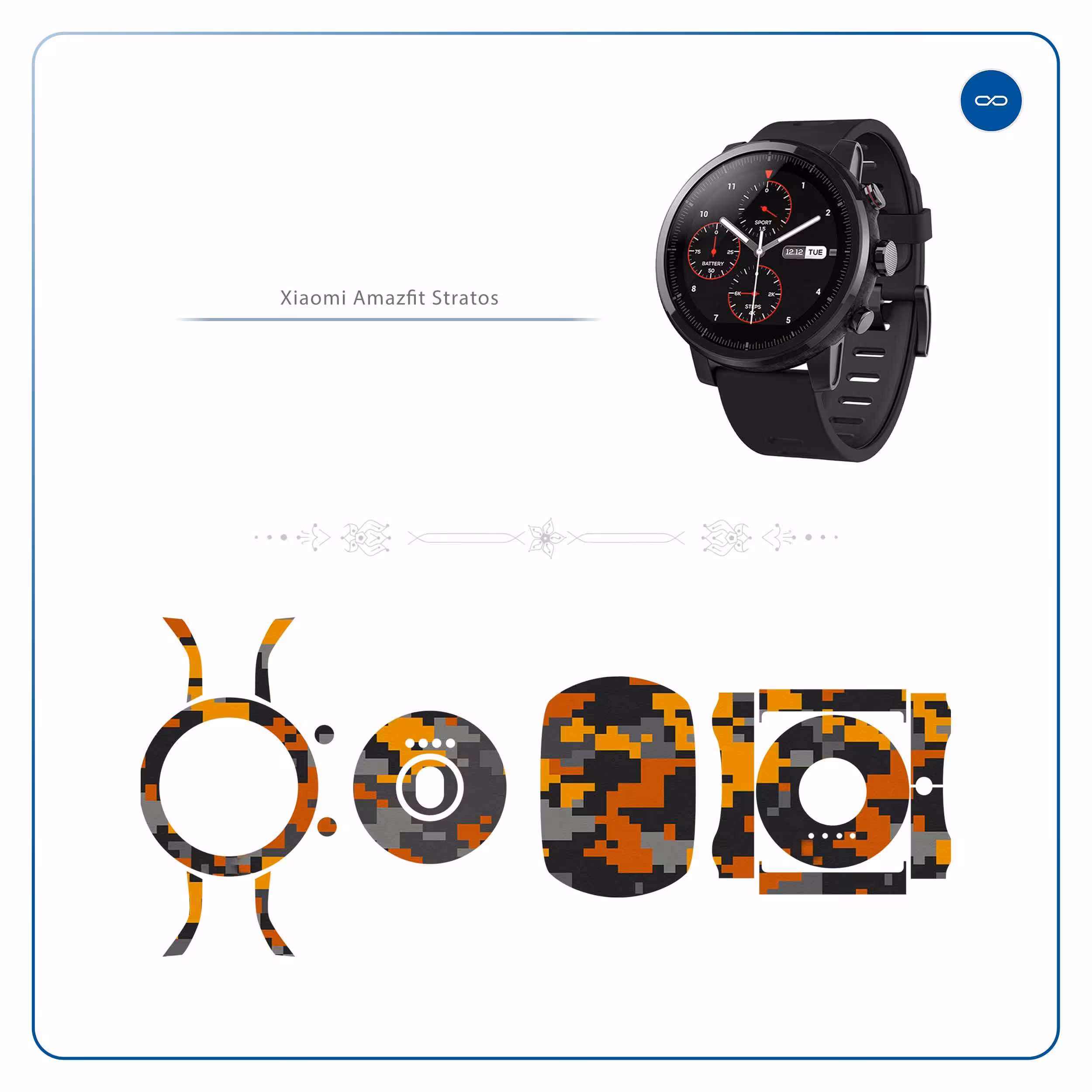 برچسب ماهوت طرح Army Autumn pixel مناسب برای ساعت هوشمند شیایومی Amazfit Stratos