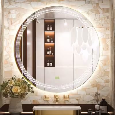 آینه گلسموند مدل دایره آرایشی بک لایت هوشمند کد CLBSM