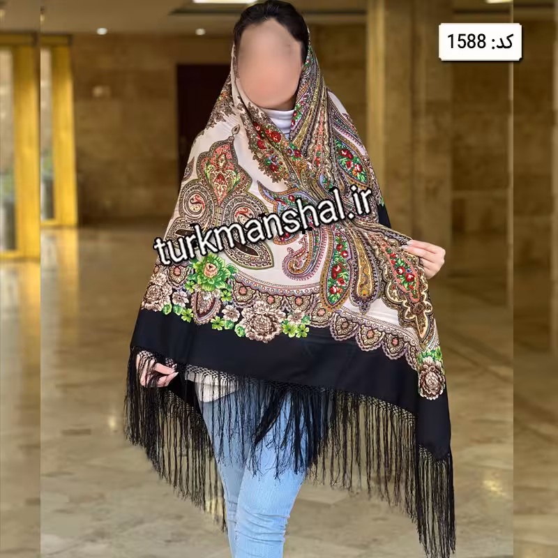 روسری ترکمنی پشمی کد 1588