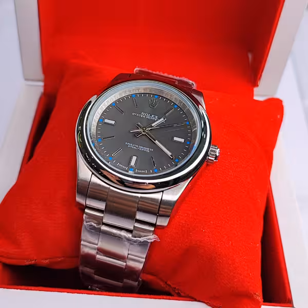 ساعت مچی مردانه رولکس پرپچوال نقره ای مشکی آبی موتور ژاپن (بالاترین کیفیت)