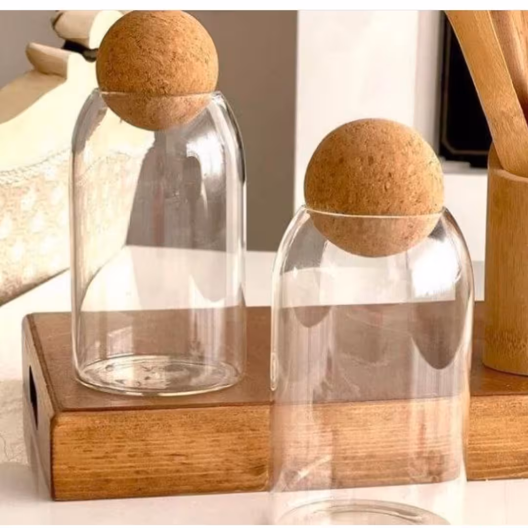 بانکه حبوبات سایز سه دنیز  با در چوبپنبه