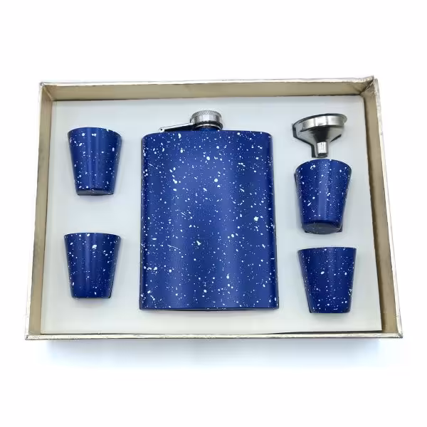 ست قمقمه جیبی 4 شات 240cc آسمان برفی آبی کد k530405
