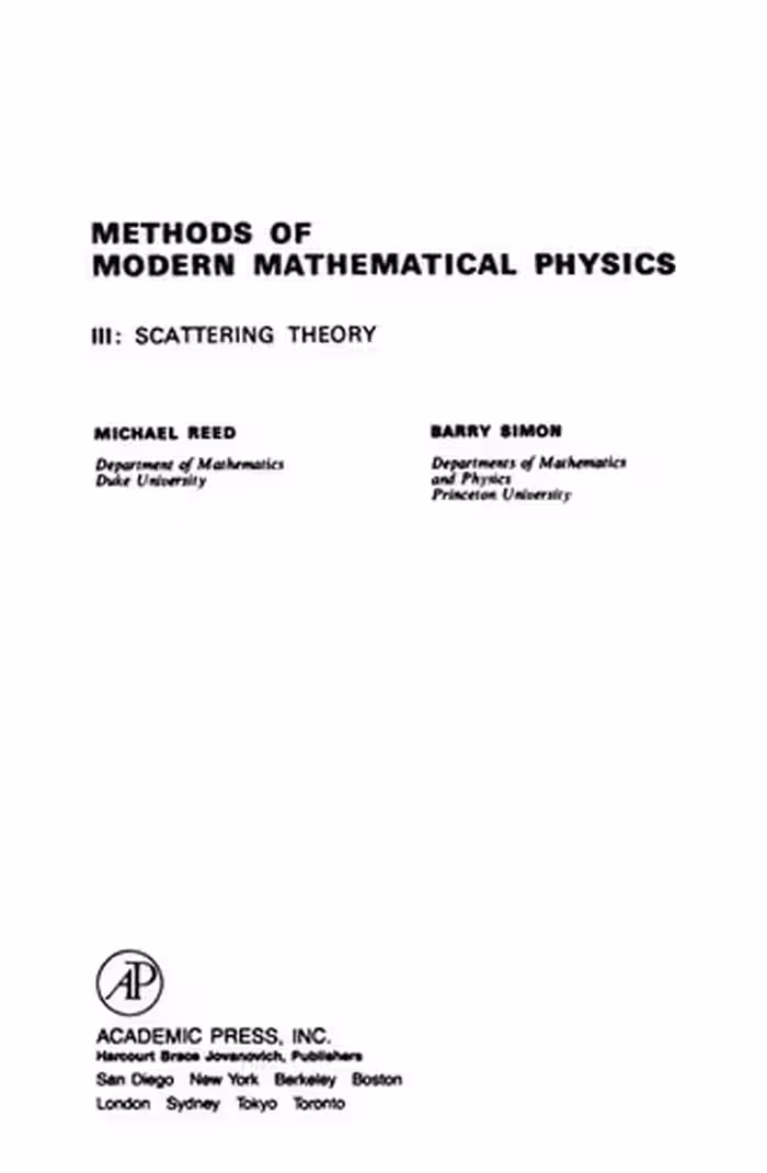 خرید و دانلود نسخه کامل کتاب Methods of modern mathematical physics: III Scattering theory