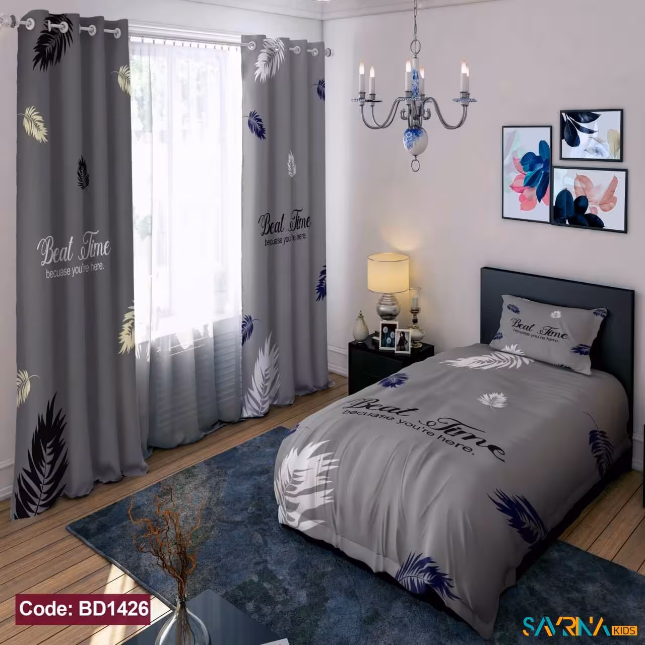 ست اتاق خواب طرح برگ کد BD1426