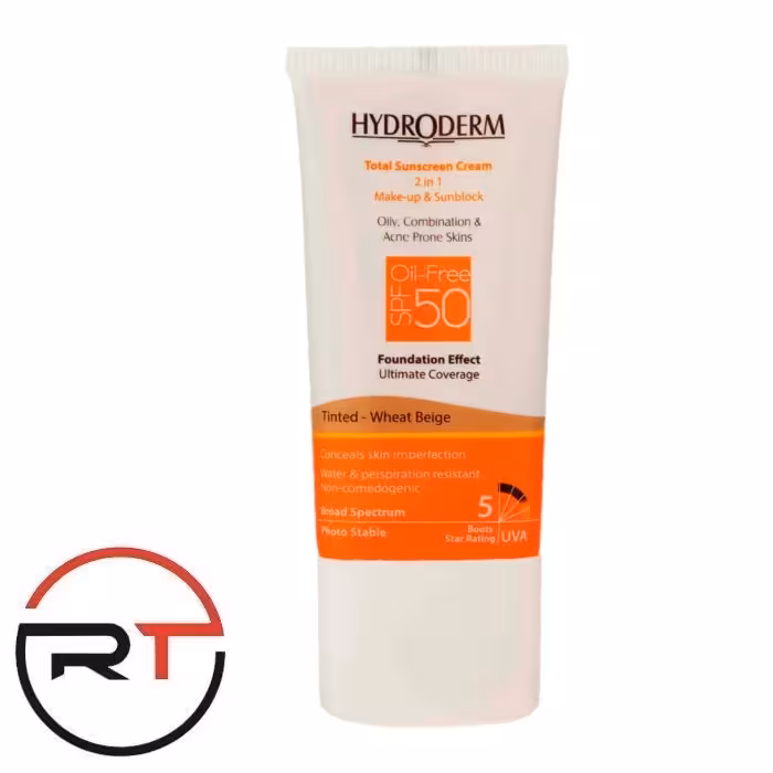 ضد آفتاب کرم پودری بژ گندمی SPF50 هیدرودرم 40 میلی