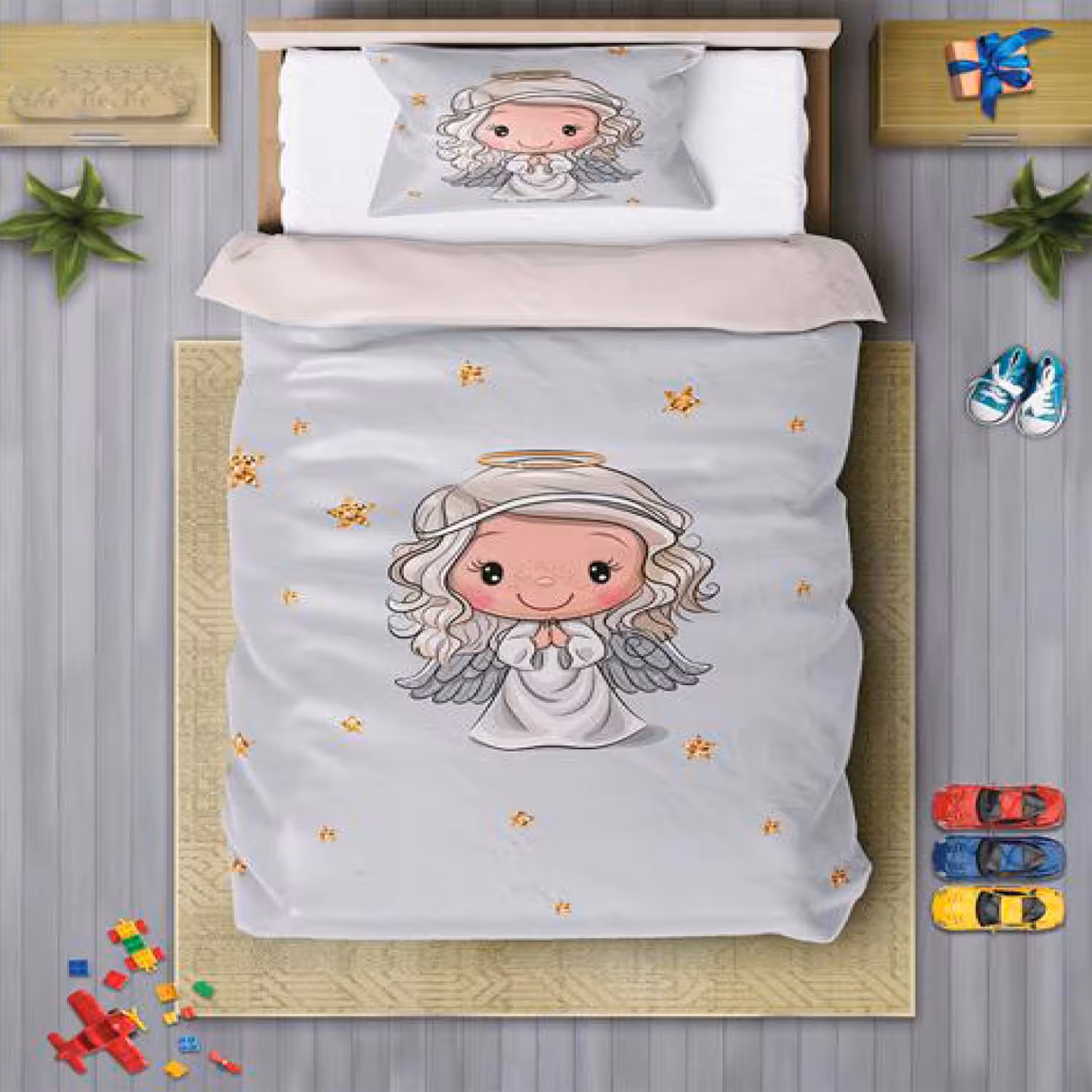 سرویس روتختی دخترانه چیداری مدل 7178 یک نفره چهار تکه