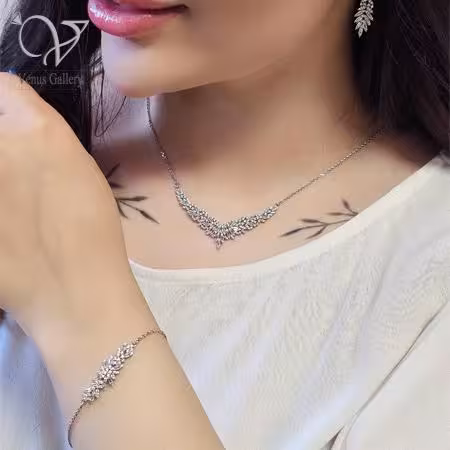 سرویس نقره عروس تمام جواهر کد 6424