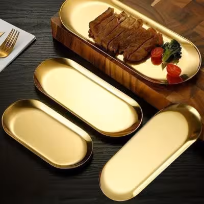 دیس بیضی استیل طلایی 4سایز