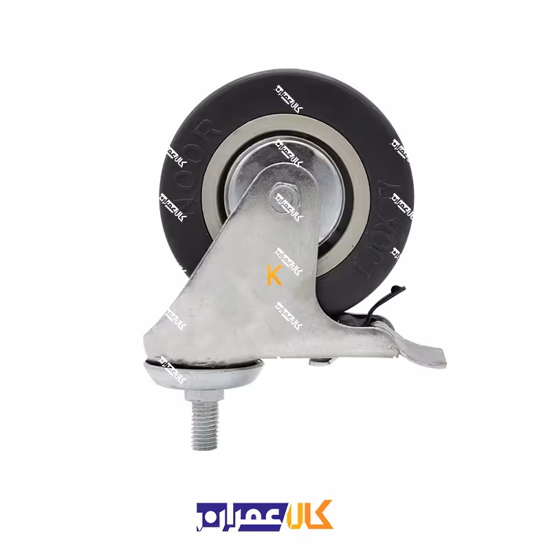 چرخ پیچی ترمزدار طوسی سایز 10 سانتی متر