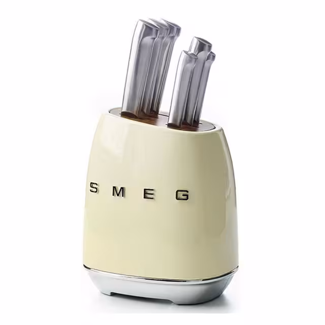 ست کارد و بلوک اسمگ رنگ کرم مدل KBSF01CR