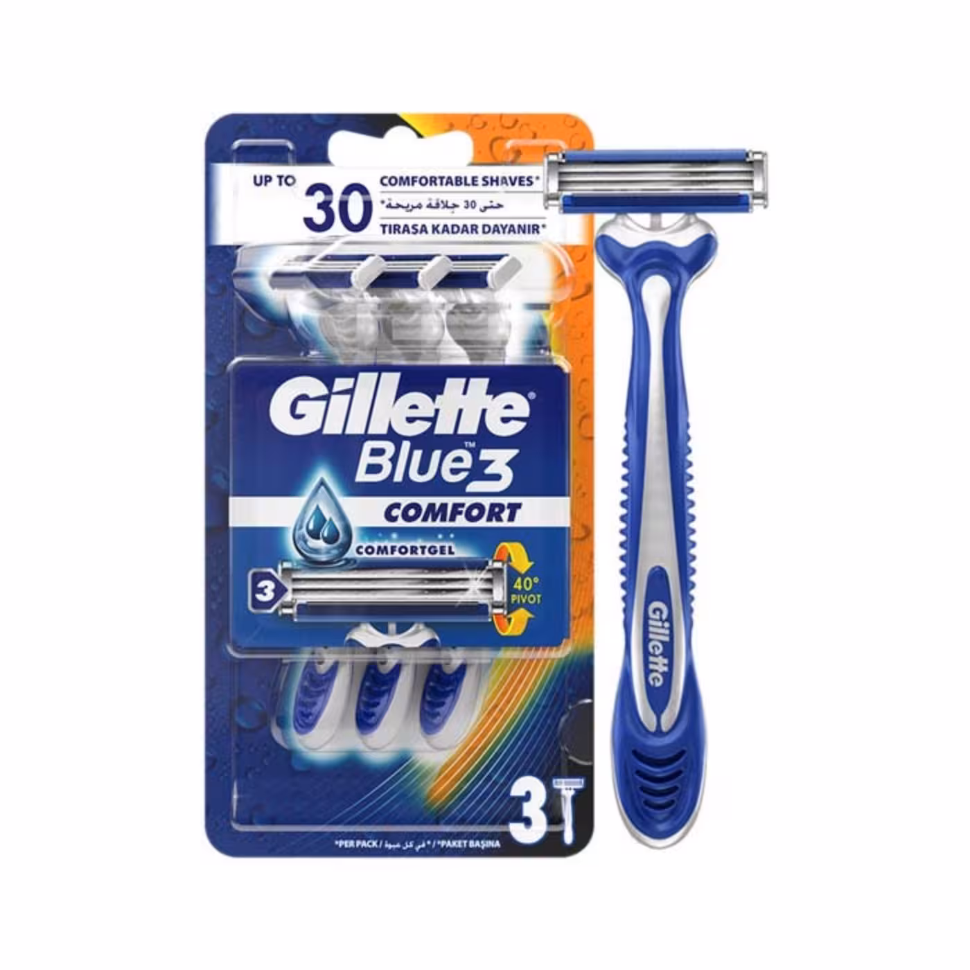 خود تراش ژیلت Gillette مدل Bule 3 بلو تری کامفورت بسته 3 عددی اورجینال