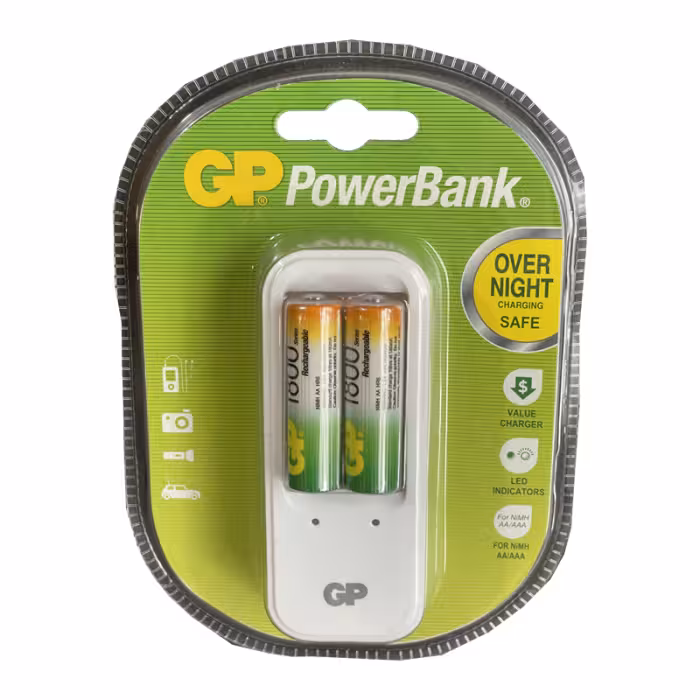 شارژر باتری 2 عددی بهمراه باتری GP 2UE 1800ma