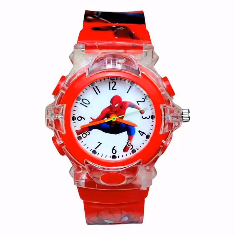 ساعت مچی عقربه‌ای کوارتز بچگانه مدل اسپایدرمن موزیکال چراغ دار کد SP-1