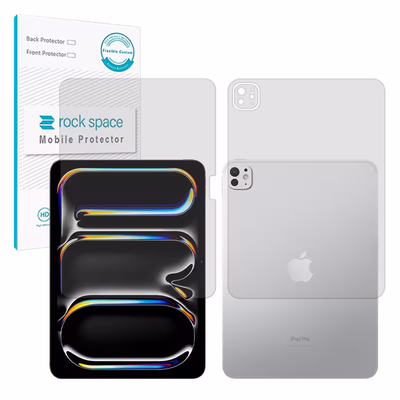 گلس صفحه نمایش و پشت تبلت اپل iPad Pro 13 (2024) مدل نانو هیدروژل شفاف برند راک اسپیس کد XLXL