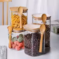 بانکه پیرکس مربع قاشق دار درب بامبو