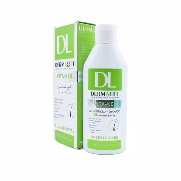 شامپو ضد شوره درمالیفت مناسب موها و شوره چرب ویتاکر Dermalift Vita Ker Anti Dandruff Shampoo For Greasy Hair