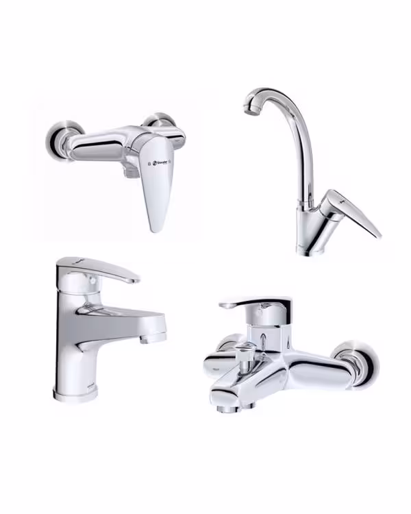 ست چهار تکه شیرآلات شودر مدل مانا کروم
