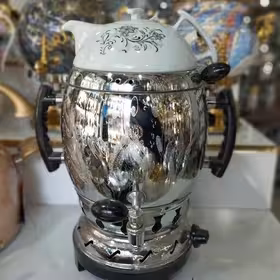 سماور گازی سما قوری دار مدل اپلون سه کاره گنجایش 6لیتر قلم زنی