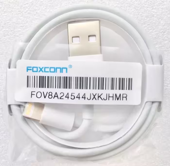 کابل شارژ گوشی ایفون (سریال دار) برند foxconn کیفیت در حد اورجینال