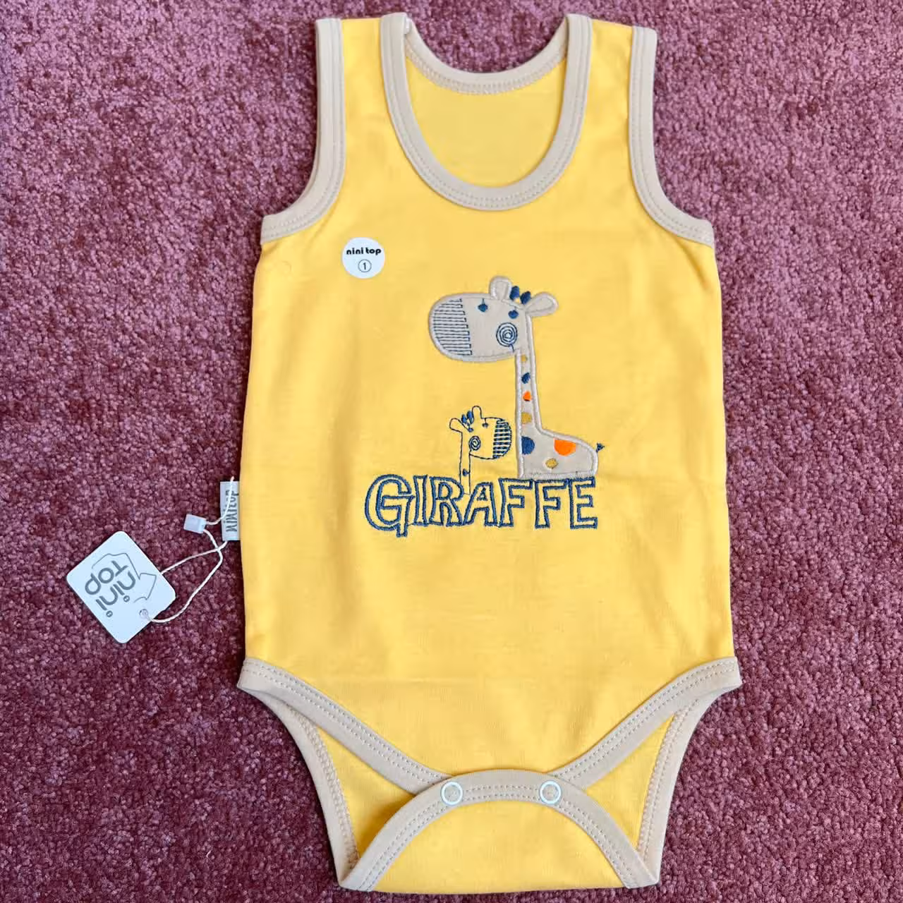 لباس کودک بادی رکابی زیر دکمه دار زرافه 0-1 سال