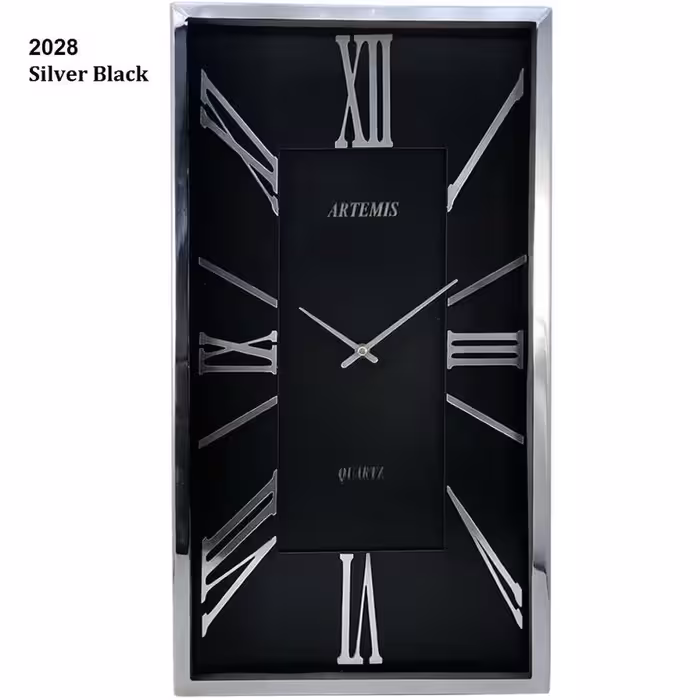 ساعت دیواری آرتمیس کد 2028 Black Silver مشکی نقره ای