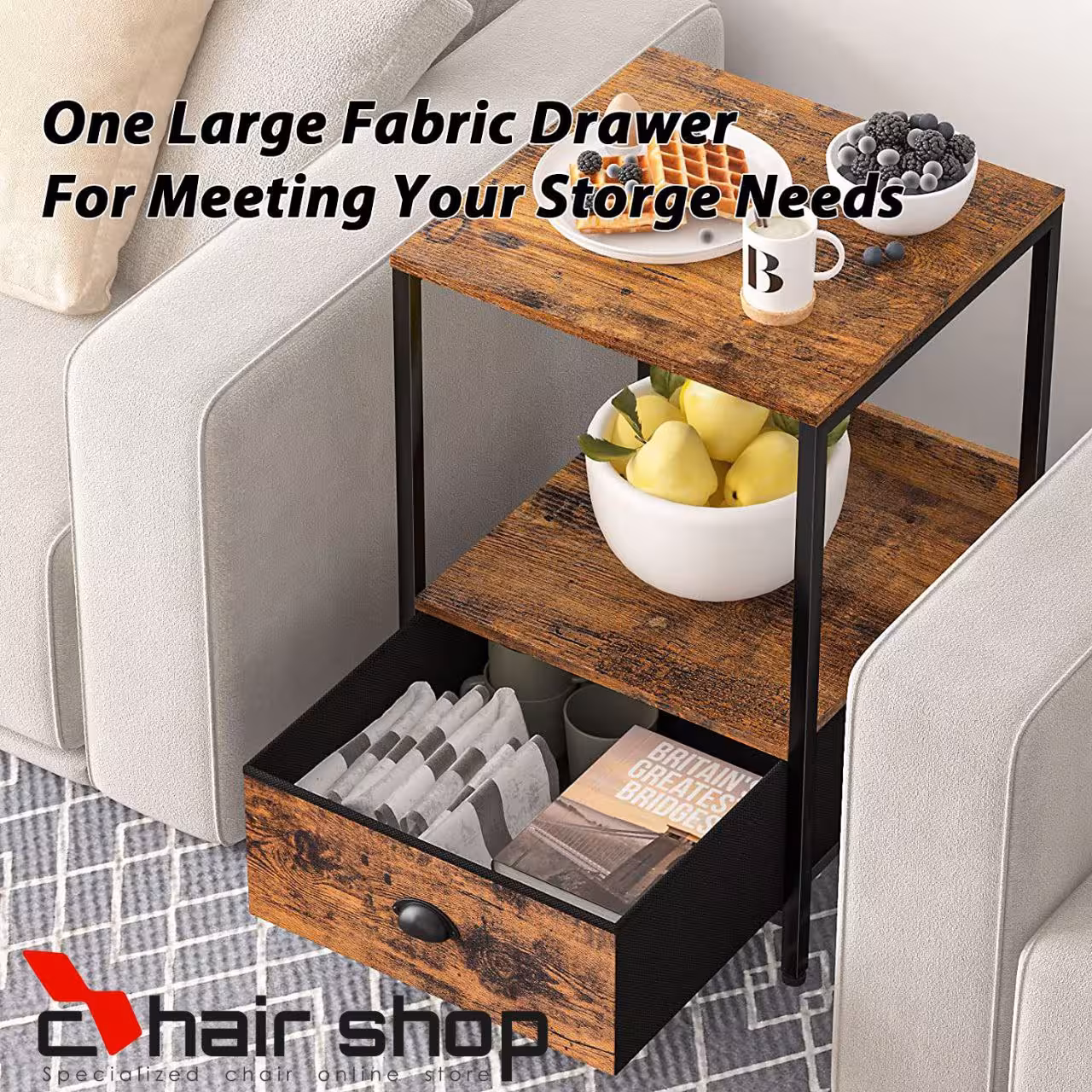 میز عسلی چوب و فلز کد 9894