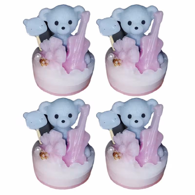 شمع دست ساز مدل گیفت طرح خرس مجموعه 4 عددی