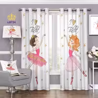 پرده اتاق خواب دخترانه دو قواره طرح باله  کد S8724