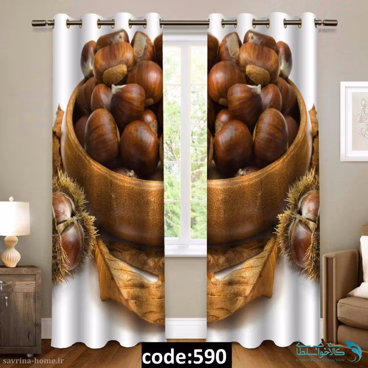 پرده پانچی طرح فندوق مدل Sh-590