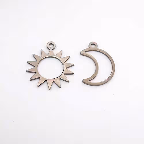 پلاک استیل ماه خورشید نقره ای کد72