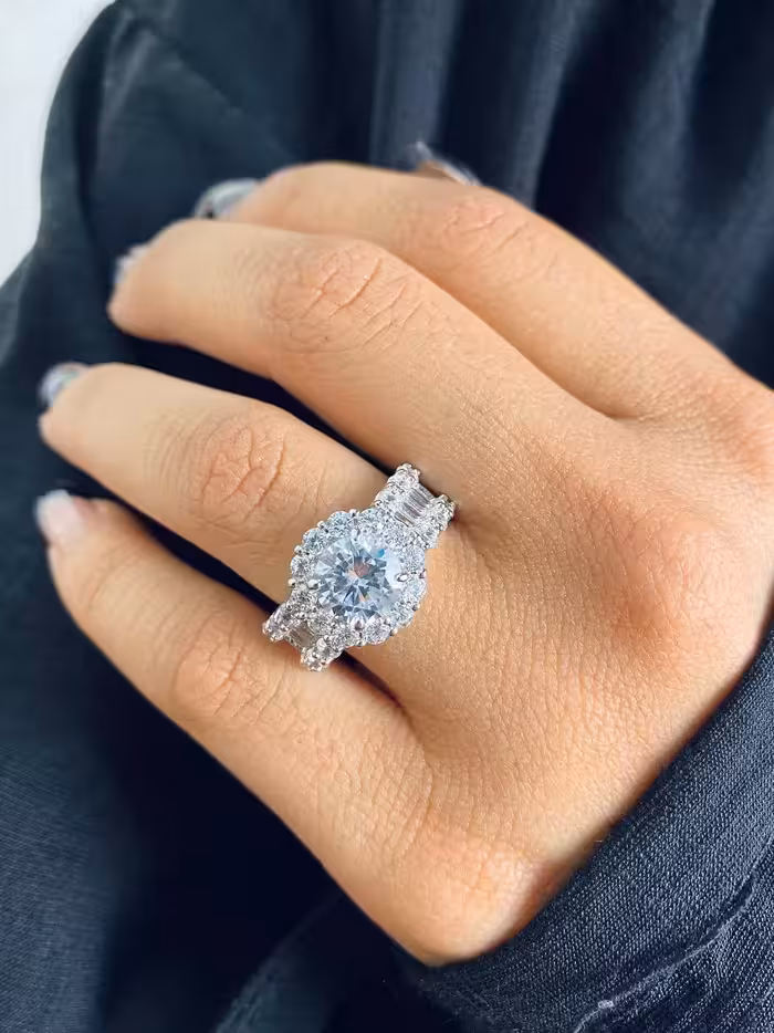 انگشتر جواهری لوکس نقره کد 10065