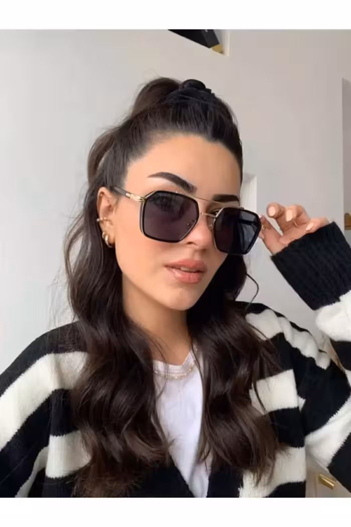 عینک آفتابی یونیسکس طلایی مشکی - 1403