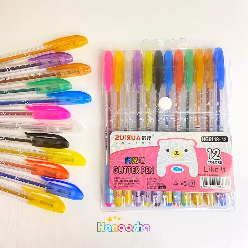 خودکار 12 رنگ اکلیلی مدل Glitter pen