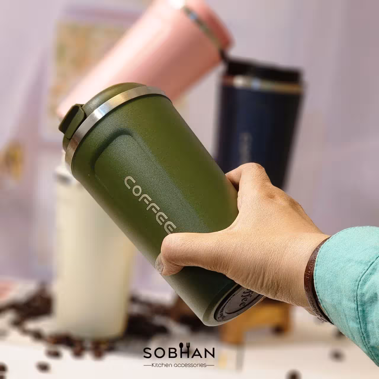تراول ماگ sus304 طرح  COFFEE