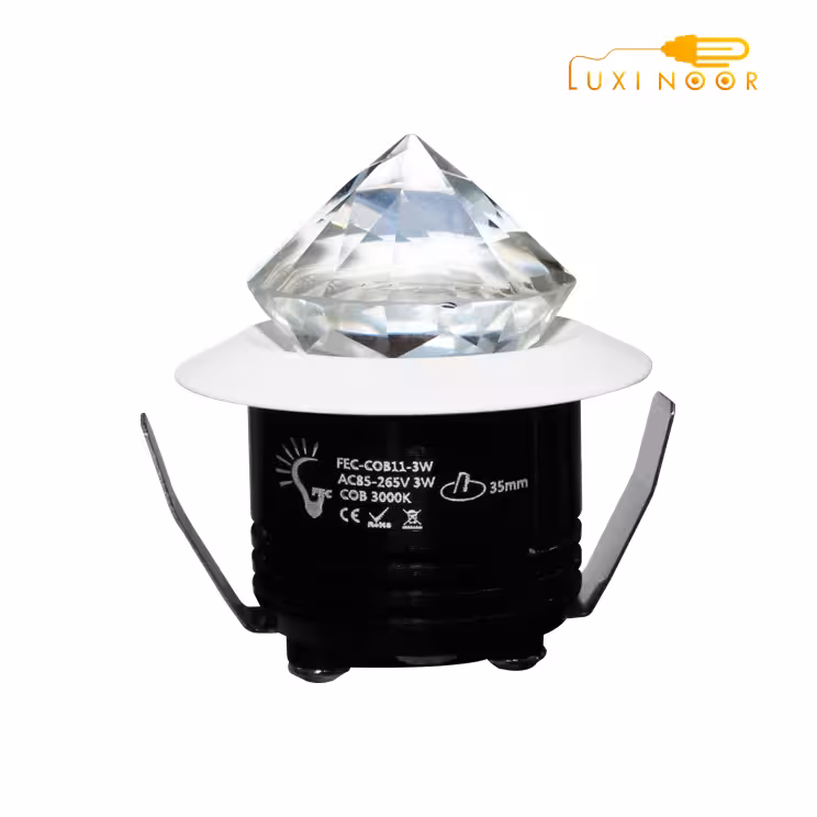 چراغ هالوژنی انگشتی چشمی کوچک سقفی توکار دکورایتو دایموند لوکس مدرن 3 وات FEC کد 11