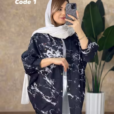 پانچو زنانه پوپلین نخی مدل طرح دار - کد 775