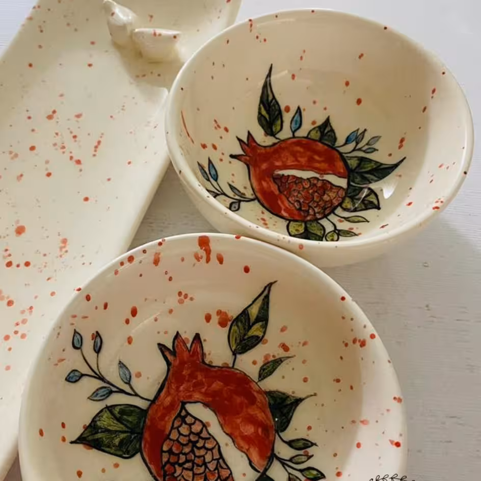 ست دو نفره سرامیکی طرح انار