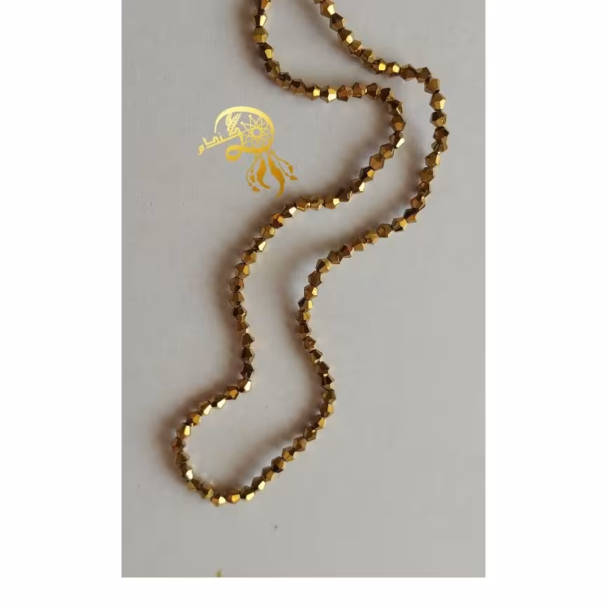 کریستال مخروطی طلایی سایز4 یک ریسه