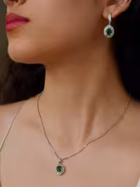 نیمست زمرد نقره جواهری کد 00331