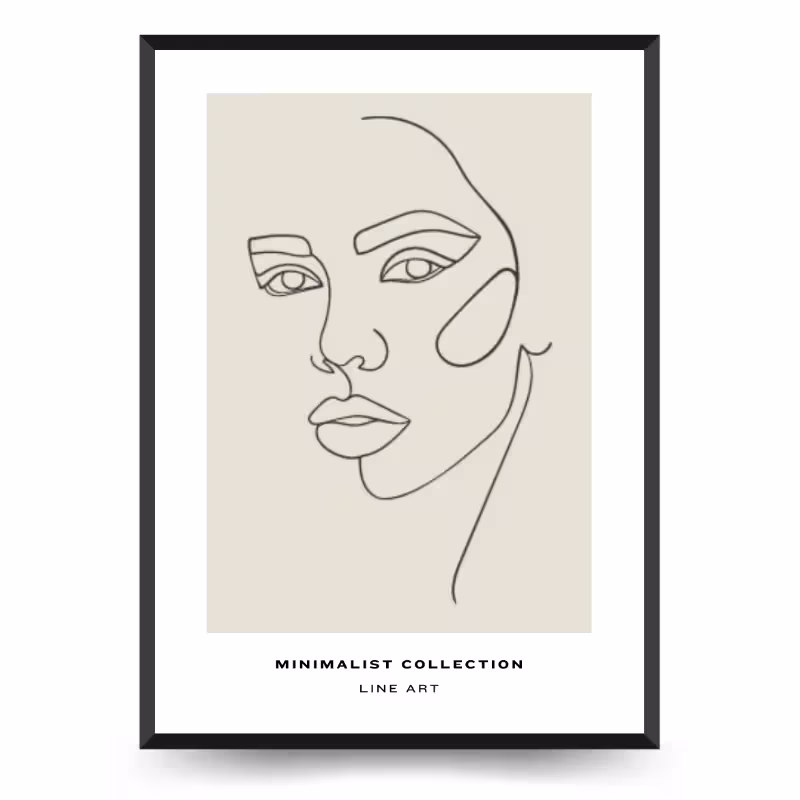 تابلو دکوراتیو پرتره لاین آرت چهره دختر کد 1