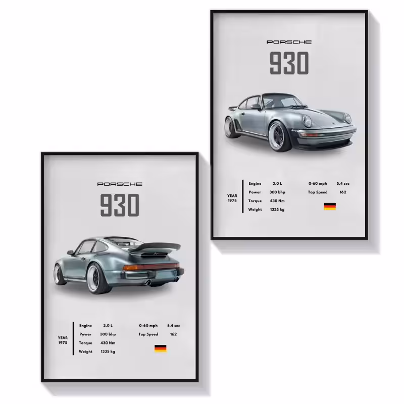 تابلو دکوراتیو دوتکه طرح ماشین پورشه 930