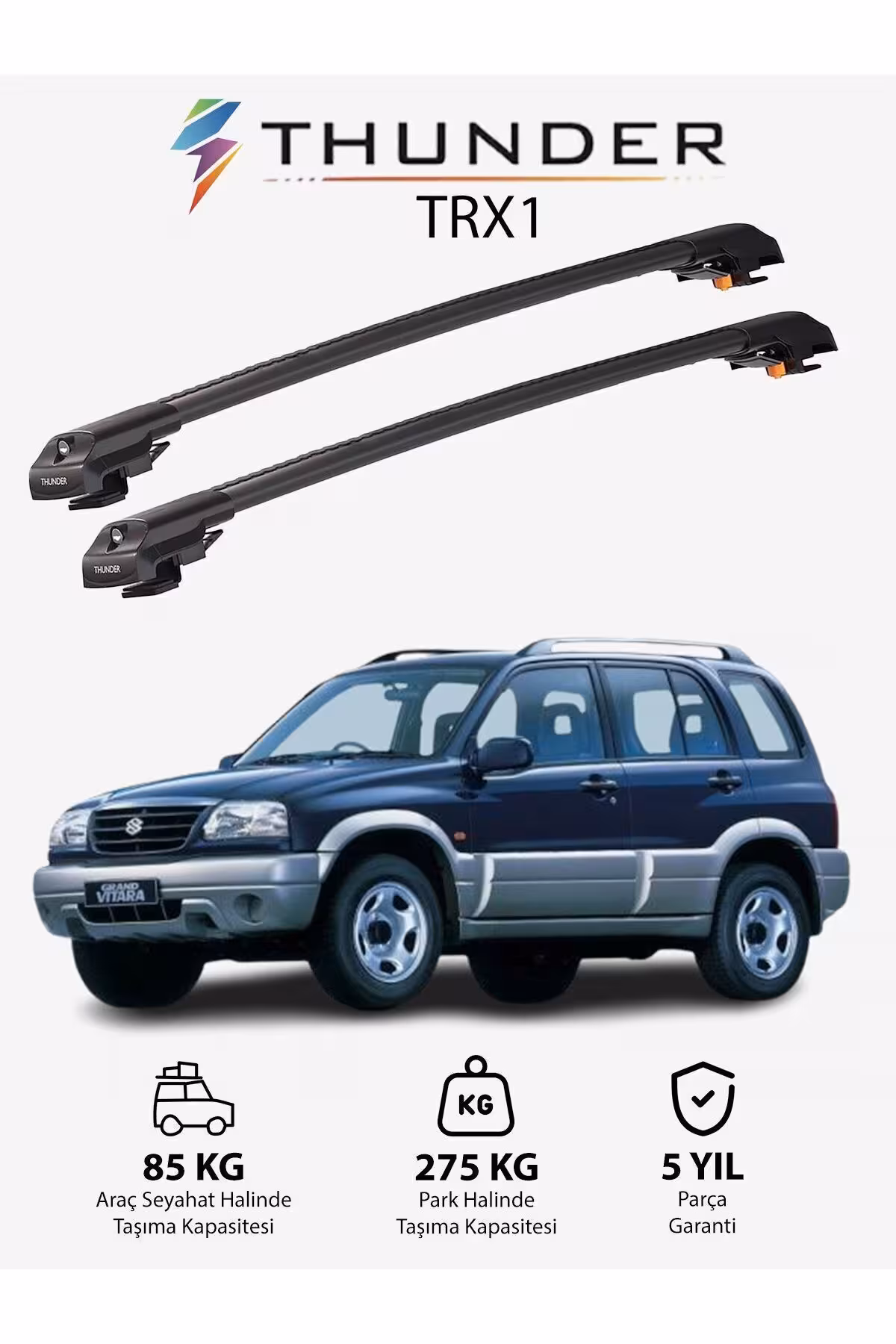 نوار محافظ خودرو خاکستری GRAND VITARA 2005 2014 TRX1 CARRIER قفل جستجو SEART SUILING CUILING BAR GRAY Thunder